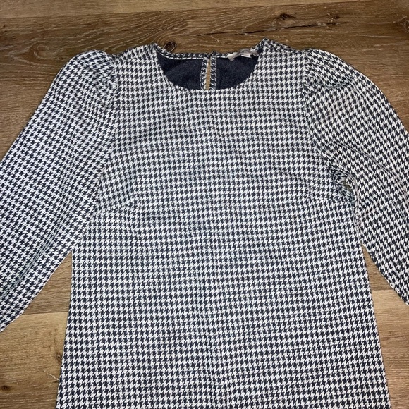 LOFT Women’s Black and White Houndstooth Long Sleeve Dress Size Small | Preppy - Picture 3 of 10